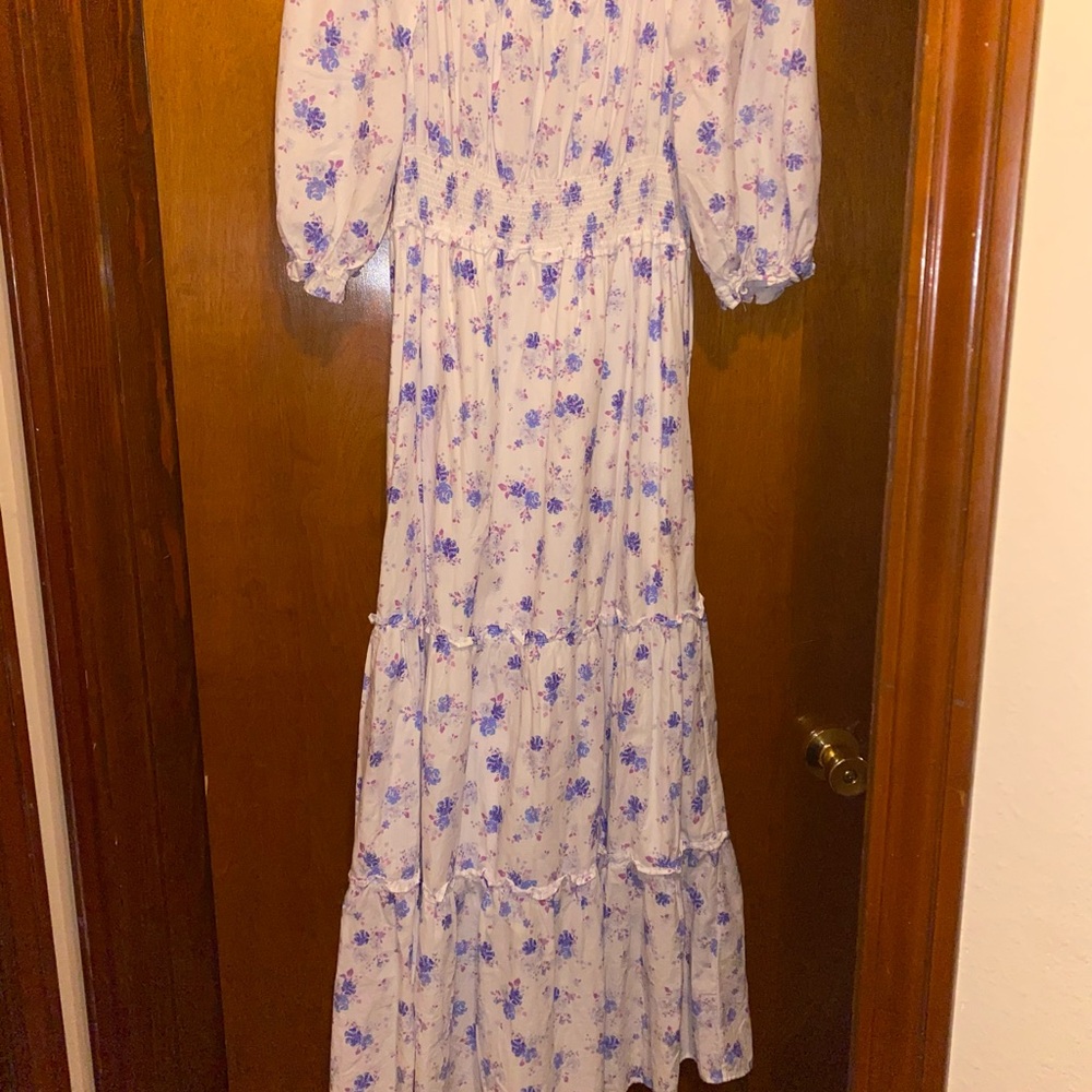 LoveShackFancy White Maxi Sundress with Puff Sleeves